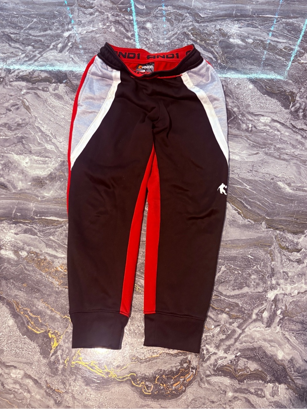 AND1 Boys Black & Red Athletic Joggers 6/7 Small